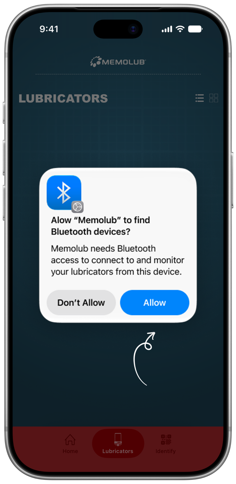 Memolub App Allow BLE