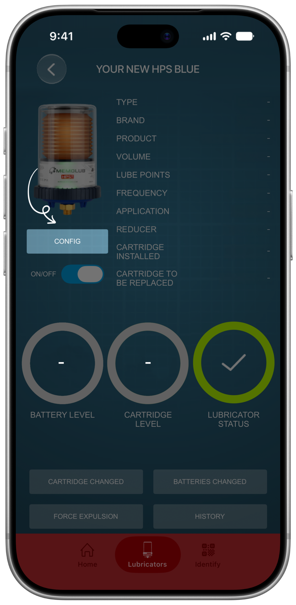 Memolub App Configure Button