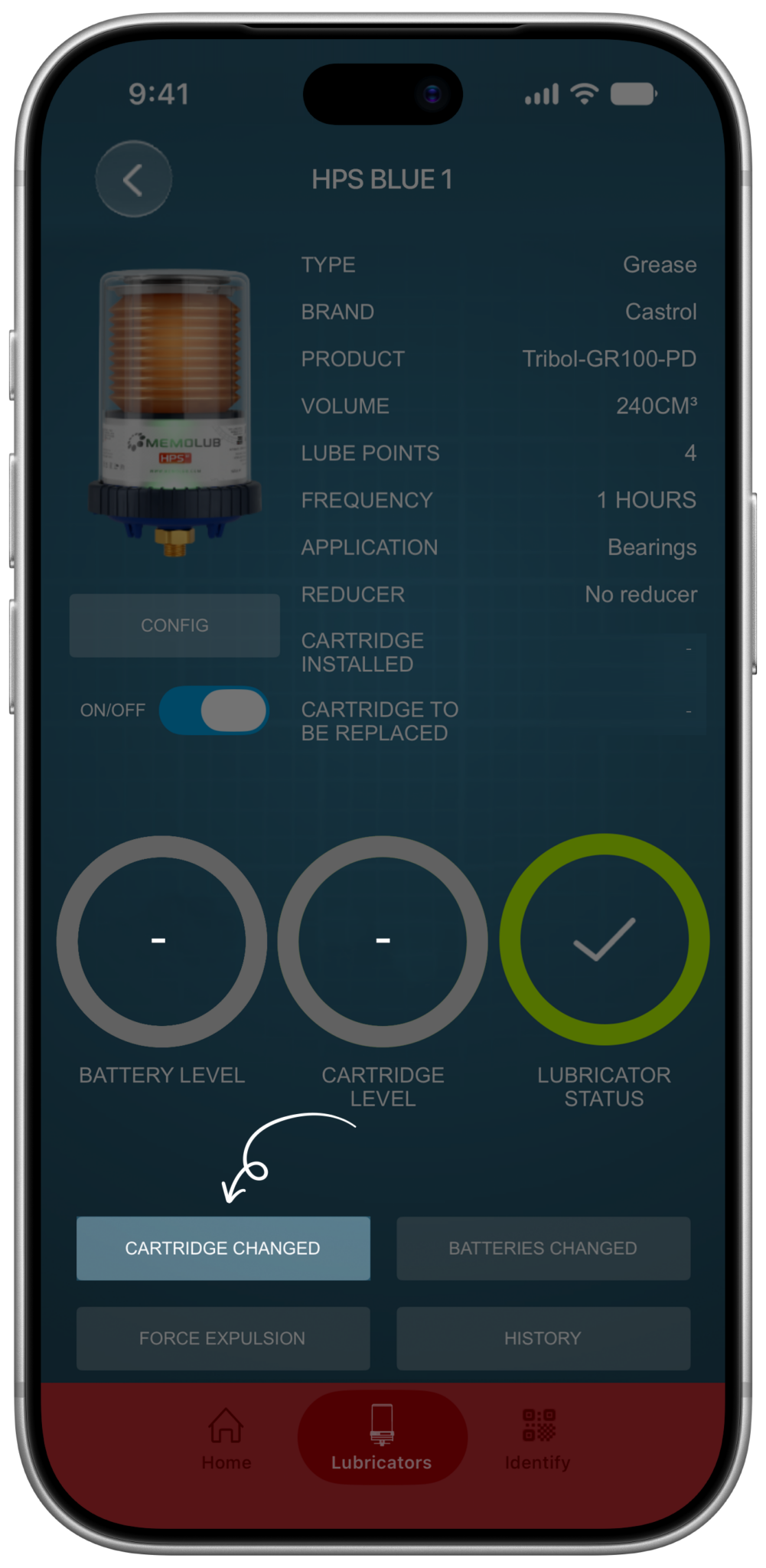 Memolub App Install Cartridge Changed Button Tap2