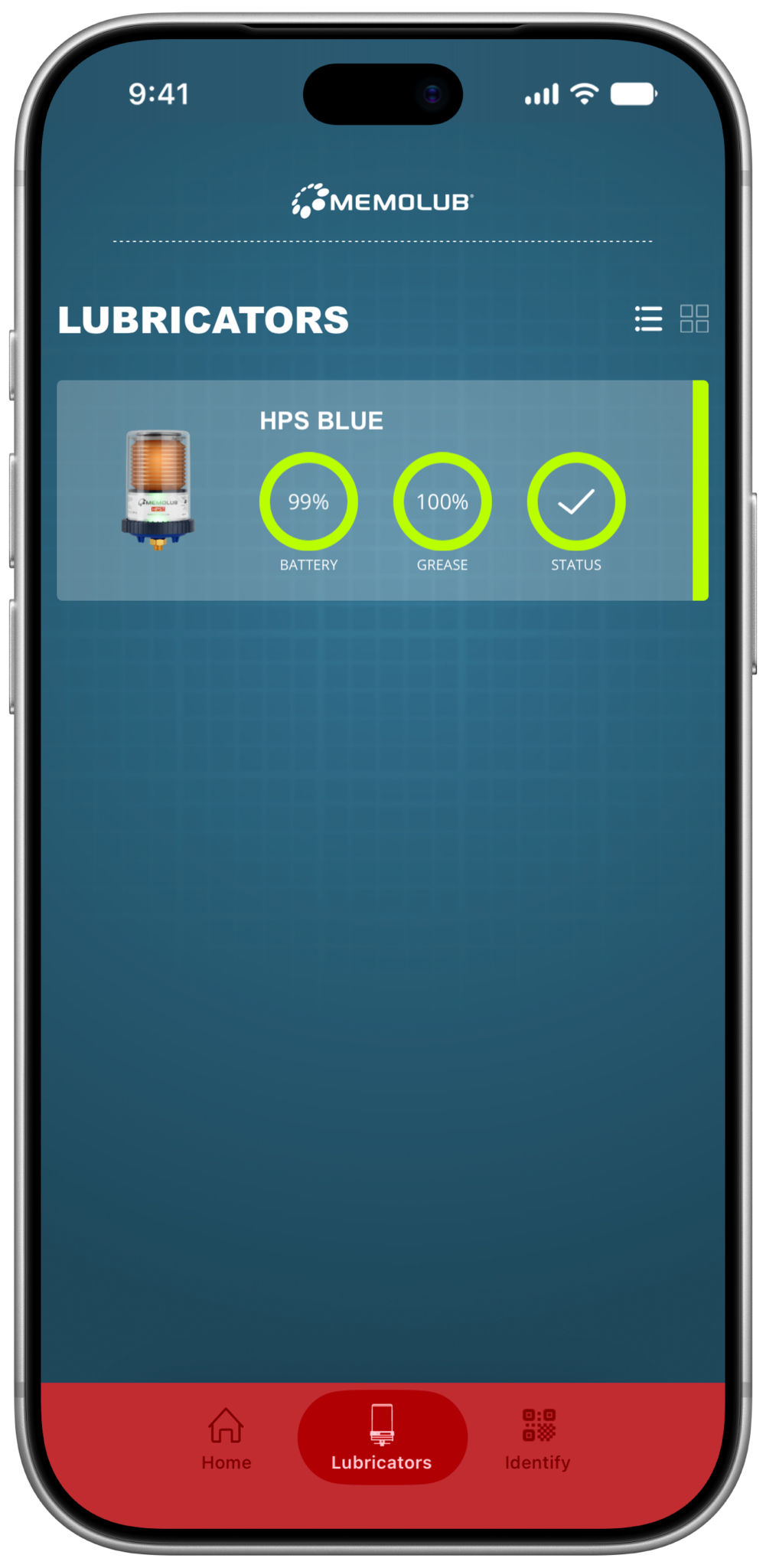 Memolub App Lubricators Tab List