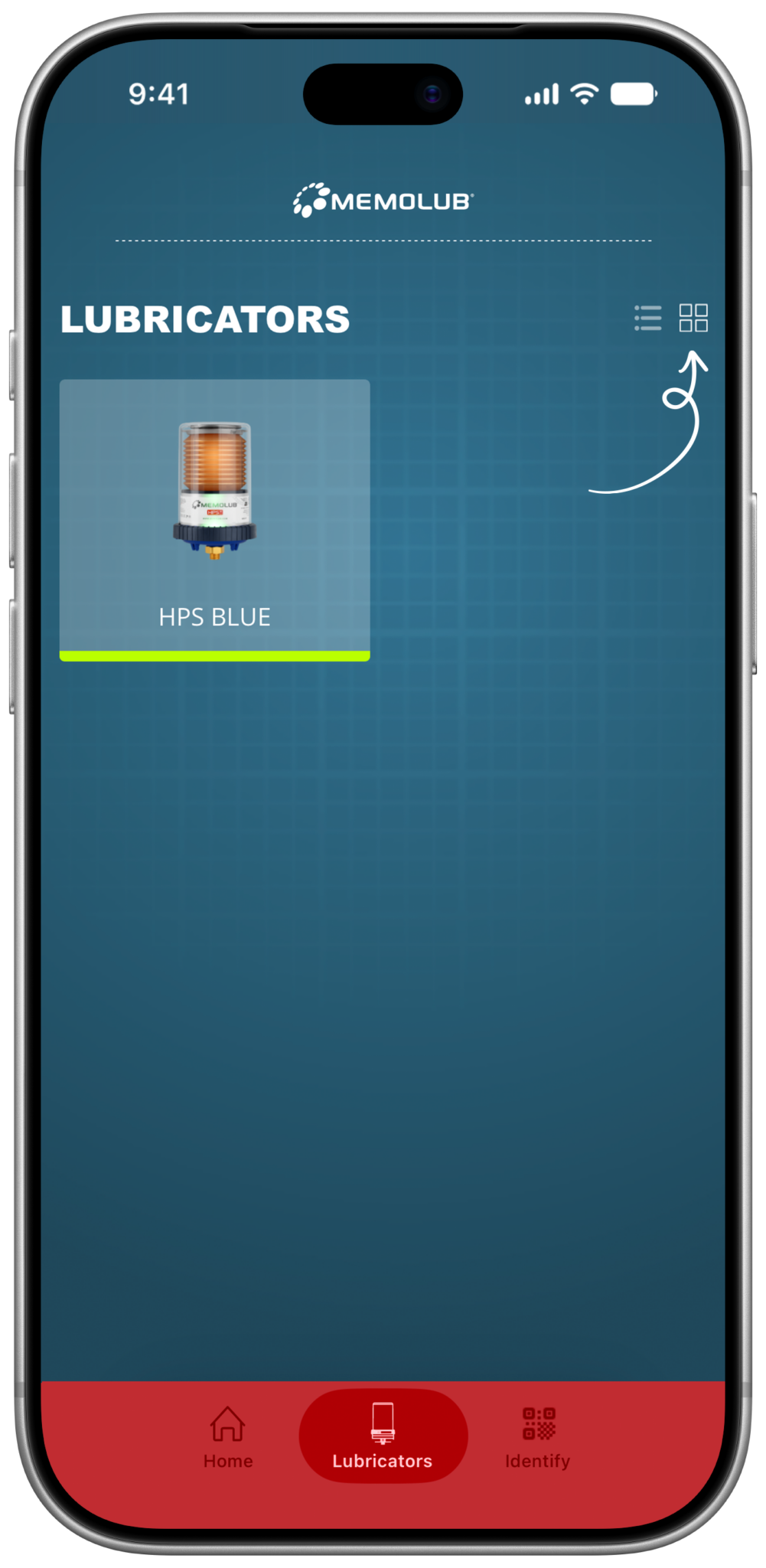 Memolub App Lubricators Tab View Switch